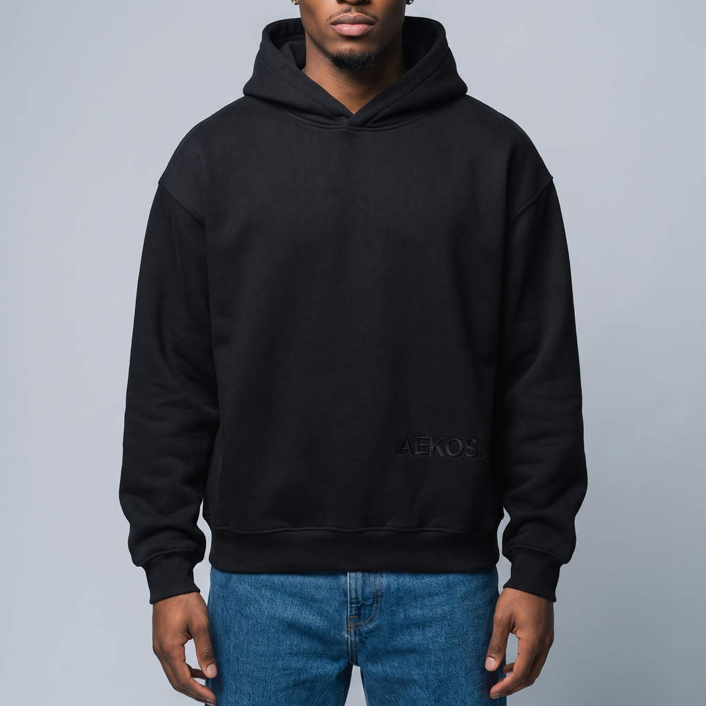 EMBROIDERED BLACK ON BLACK HOODIE