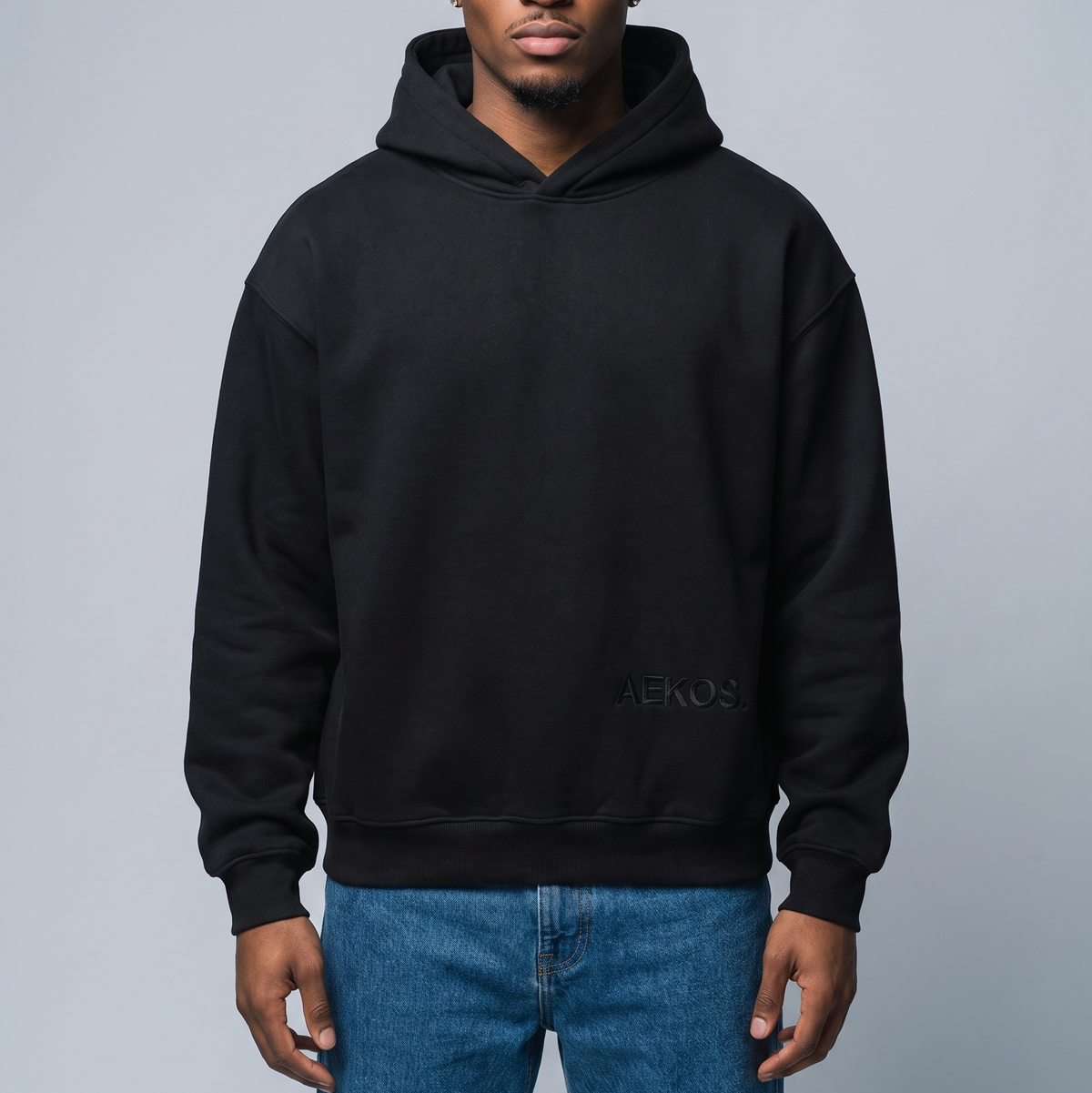 EMBROIDERED BLACK ON BLACK HOODIE